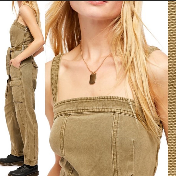 Free People Go West Utility Open Back Jumpsuit S - Picture 7 of 16